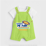 Cutest MI Fan - Get Set For IPL Madness With Our Customized IPL-Themed Dungaree For Kids With Name - GREEN - 0 - 5 Months Old (Chest 18")