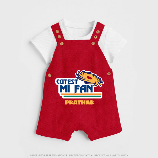 Cutest MI Fan - Get Set For IPL Madness With Our Customized IPL-Themed Dungaree For Kids With Name - RED - 0 - 5 Months Old (Chest 18")