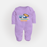 Cutest MI Fan - Get Set For IPL Madness With Our Customized IPL-Themed Sleep Suit For Babies With Name - LILAC - New Born (Chest 7.5")