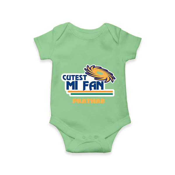 Cutest MI Fan - Get Set For IPL Madness With Our Customized IPL-Themed Romper For Babies With Name - GREEN - 0 - 3 Months Old (Chest 16")