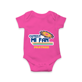 Cutest MI Fan - Get Set For IPL Madness With Our Customized IPL-Themed Romper For Babies With Name - HOT PINK - 0 - 3 Months Old (Chest 16")