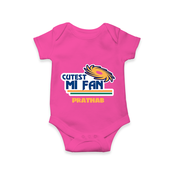 Cutest MI Fan - Get Set For IPL Madness With Our Customized IPL-Themed Romper For Babies With Name - HOT PINK - 0 - 3 Months Old (Chest 16")