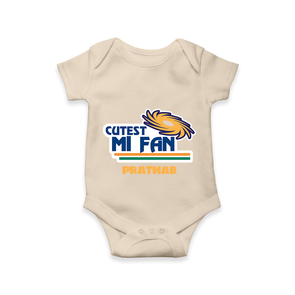 Cutest MI Fan - Get Set For IPL Madness With Our Customized IPL-Themed Romper For Babies With Name - IVORY - 0 - 3 Months Old (Chest 16")