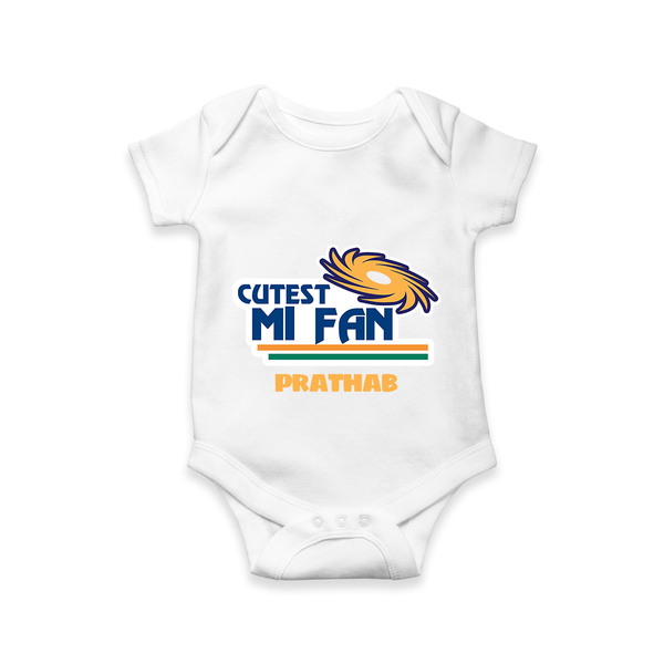 Cutest MI Fan - Get Set For IPL Madness With Our Customized IPL-Themed Romper For Babies With Name - WHITE - 0 - 3 Months Old (Chest 16")