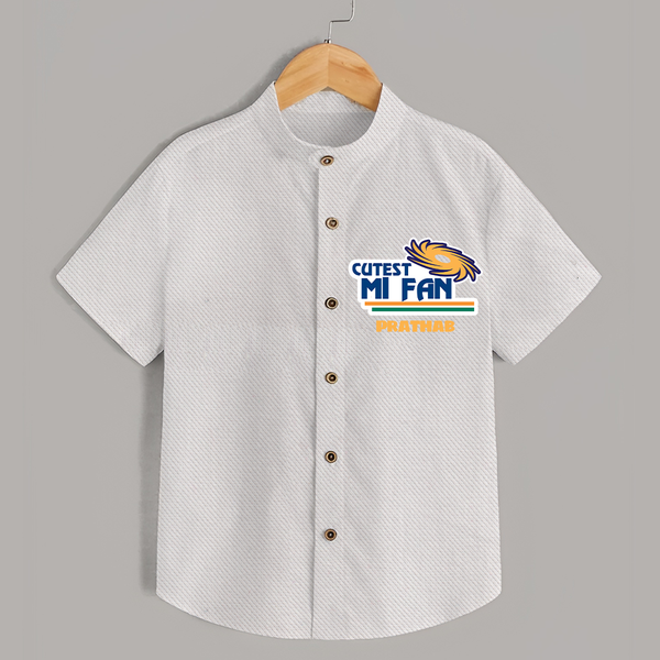 Cutest MI Fan - Get Set For IPL Madness With Our Customized IPL-Themed Shirt For Kids With Name - WHITE - 0 - 6 Months Old (Chest 23")