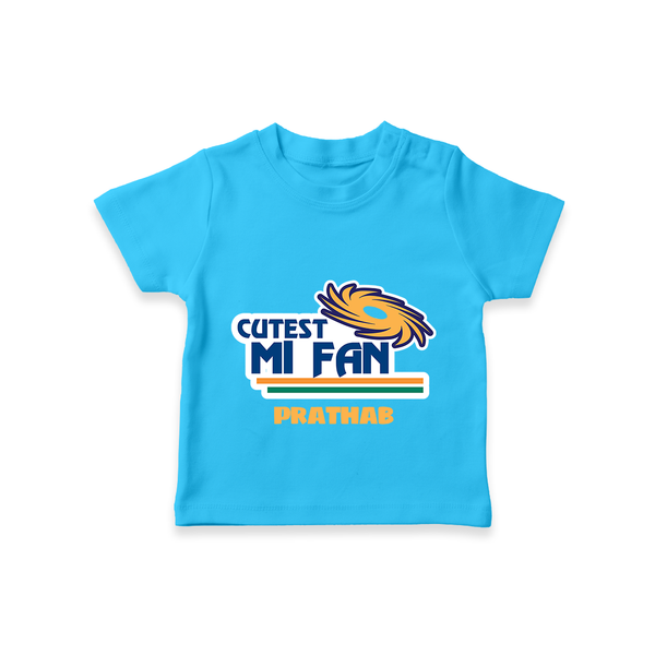 Cutest MI Fan - Get Set For IPL Madness With Our Customized IPL-Themed T-Shirt For Kids With Name - SKY BLUE - 0-5 Months Old (Chest 17")