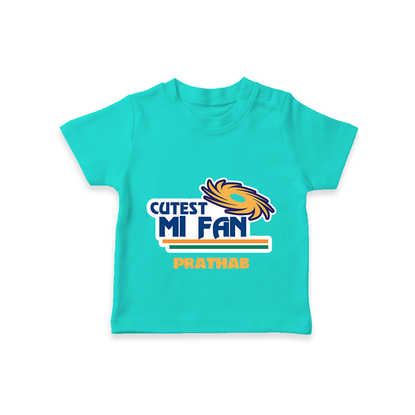 Cutest MI Fan - Get Set For IPL Madness With Our Customized IPL-Themed T-Shirt For Kids With Name - TEAL - 0-5 Months Old (Chest 17")
