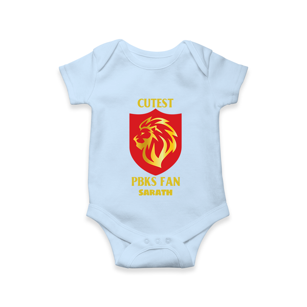 Cutest PBKS Fan - Bring Home The Stadium Vibe With Our Customized IPL Special Romper For Babies With Name - BABY BLUE - 0 - 3 Months Old (Chest 16")