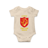 Cutest PBKS Fan - Bring Home The Stadium Vibe With Our Customized IPL Special Romper For Babies With Name - IVORY - 0 - 3 Months Old (Chest 16")