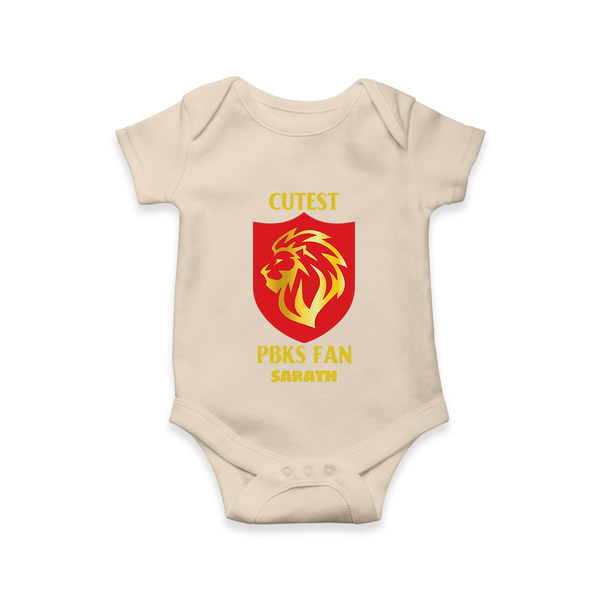 Cutest PBKS Fan - Bring Home The Stadium Vibe With Our Customized IPL Special Romper For Babies With Name - IVORY - 0 - 3 Months Old (Chest 16")