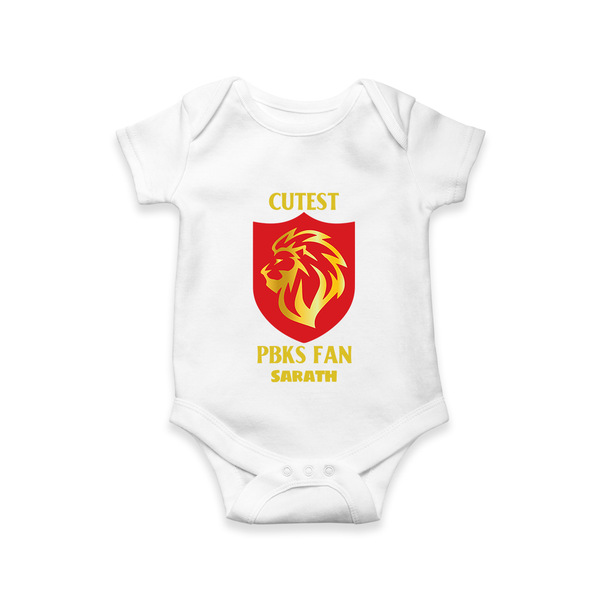 Cutest PBKS Fan - Bring Home The Stadium Vibe With Our Customized IPL Special Romper For Babies With Name - WHITE - 0 - 3 Months Old (Chest 16")