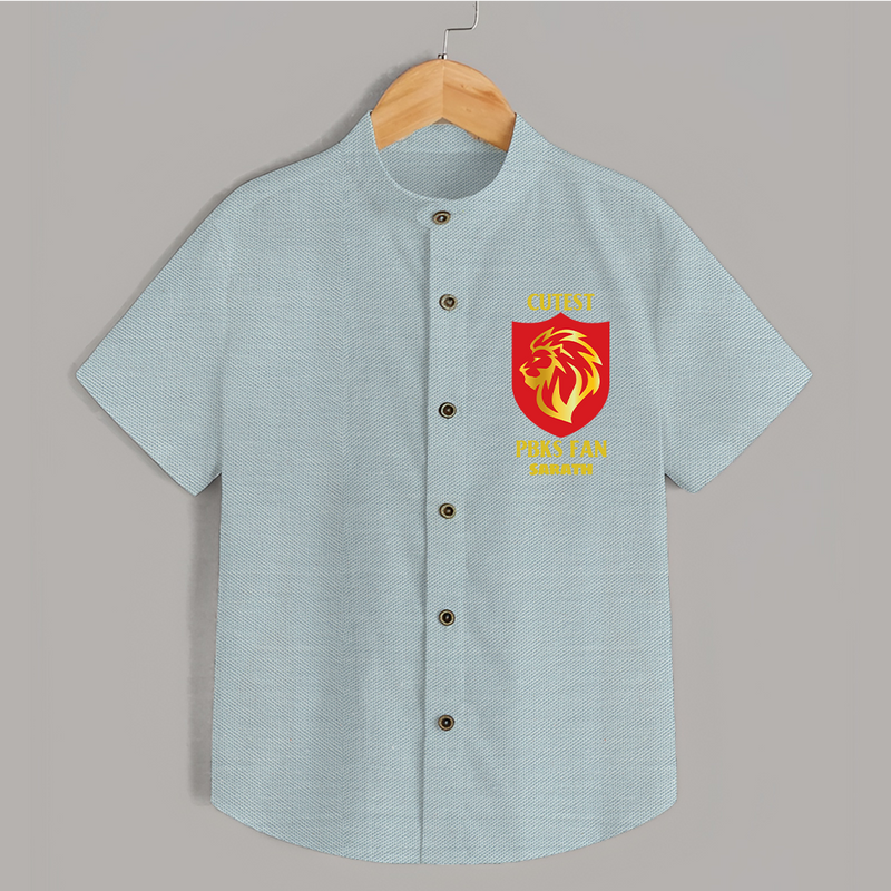 Cutest PBKS Fan - Bring Home The Stadium Vibe With Our Customized IPL Special Shirt For Kids With Name - ARCTIC BLUE - 0 - 6 Months Old (Chest 23")