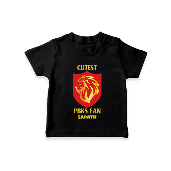 Cutest PBKS Fan - Bring Home The Stadium Vibe With Our Customized IPL Special T-Shirt For Kids With Name - BLACK - 0-5 Months Old (Chest 17")