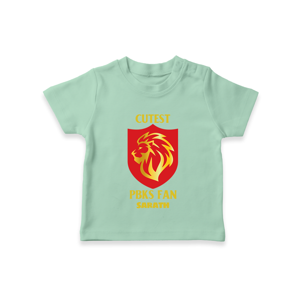 Cutest PBKS Fan - Bring Home The Stadium Vibe With Our Customized IPL Special T-Shirt For Kids With Name - MINT GREEN - 0-5 Months Old (Chest 17")
