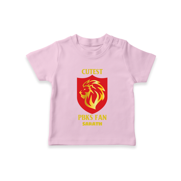 Cutest PBKS Fan - Bring Home The Stadium Vibe With Our Customized IPL Special T-Shirt For Kids With Name - PINK - 0-5 Months Old (Chest 17")