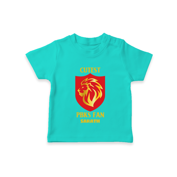 Cutest PBKS Fan - Bring Home The Stadium Vibe With Our Customized IPL Special T-Shirt For Kids With Name - TEAL - 0-5 Months Old (Chest 17")