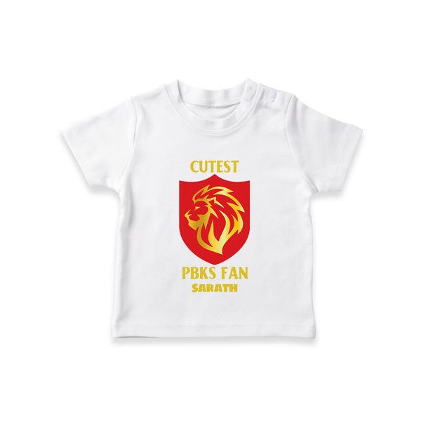 Cutest PBKS Fan - Bring Home The Stadium Vibe With Our Customized IPL Special T-Shirt For Kids With Name - WHITE - 0-5 Months Old (Chest 17")
