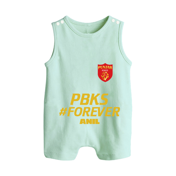 PBKS #Forever - Bring Home The Stadium Vibe With Our Customized IPL Special Romper Suit For Babies With Name - MINT GREEN - 0 - 5 Months Old (Chest 18")