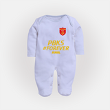 PBKS #Forever - Bring Home The Stadium Vibe With Our Customized IPL Special Sleep Suit For Babies With Name - BABY BLUE - New Born (Chest 7.5")