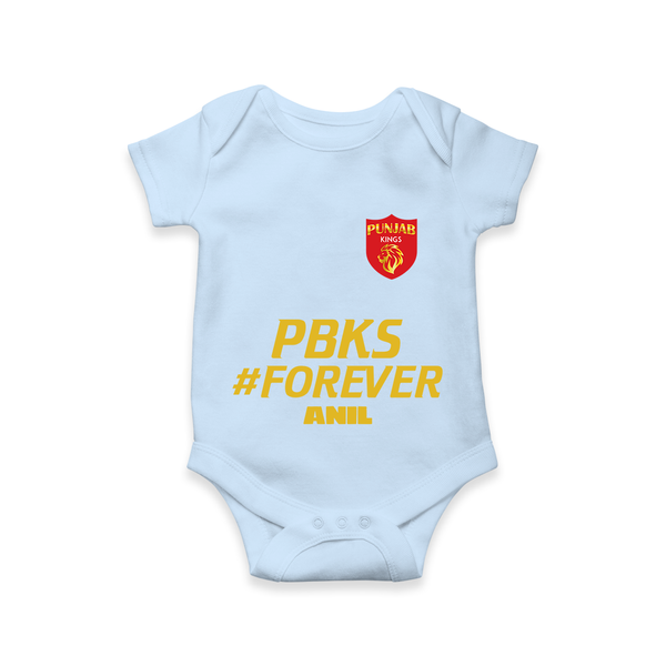 PBKS #Forever - Bring Home The Stadium Vibe With Our Customized IPL Special Romper For Babies With Name - BABY BLUE - 0 - 3 Months Old (Chest 16")