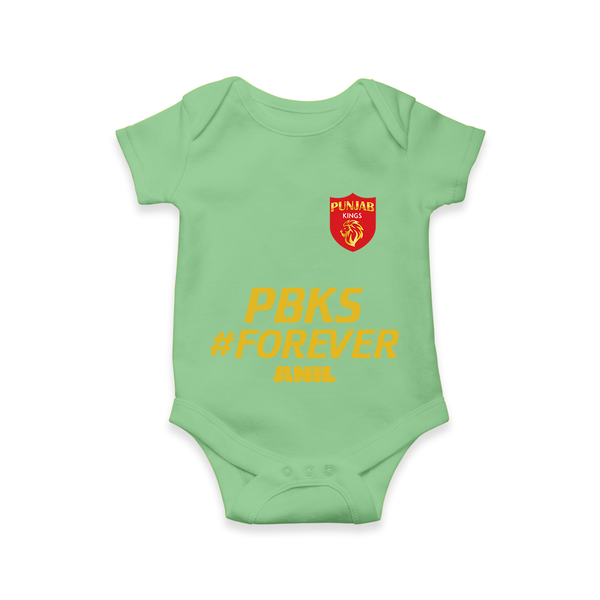 PBKS #Forever - Bring Home The Stadium Vibe With Our Customized IPL Special Romper For Babies With Name - GREEN - 0 - 3 Months Old (Chest 16")