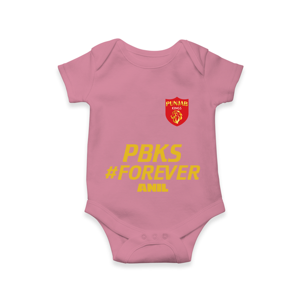 PBKS #Forever - Bring Home The Stadium Vibe With Our Customized IPL Special Romper For Babies With Name - ONION - 0 - 3 Months Old (Chest 16")