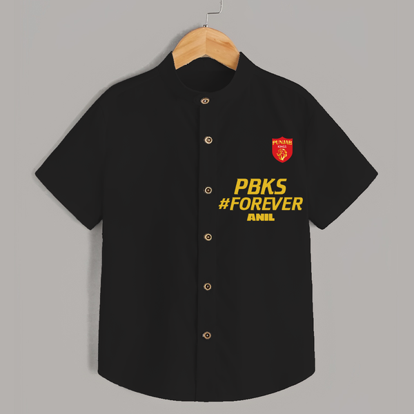 PBKS #Forever - Bring Home The Stadium Vibe With Our Customized IPL Special Shirt For Kids With Name - BLACK - 0 - 6 Months Old (Chest 23")
