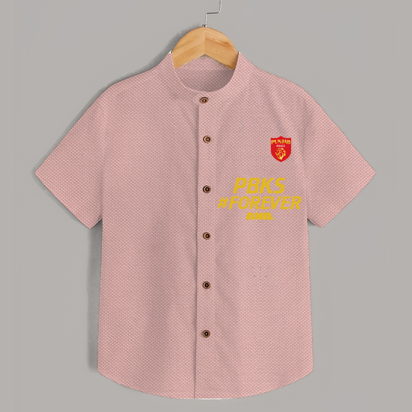 PBKS #Forever - Bring Home The Stadium Vibe With Our Customized IPL Special Shirt For Kids With Name - PEACH - 0 - 6 Months Old (Chest 23")