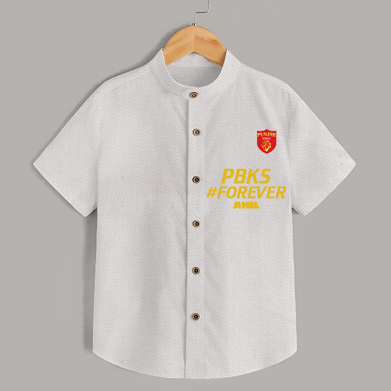 PBKS #Forever - Bring Home The Stadium Vibe With Our Customized IPL Special Shirt For Kids With Name - WHITE - 0 - 6 Months Old (Chest 23")
