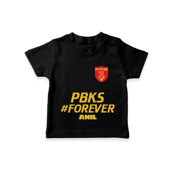 PBKS #Forever - Bring Home The Stadium Vibe With Our Customized IPL Special T-Shirt For Kids With Name - BLACK - 0-5 Months Old (Chest 17")