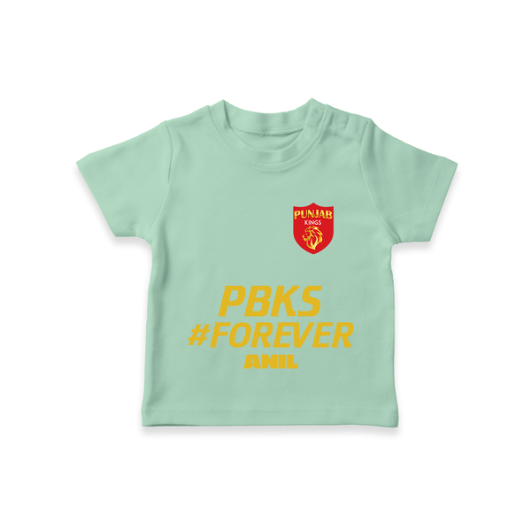 PBKS #Forever - Bring Home The Stadium Vibe With Our Customized IPL Special T-Shirt For Kids With Name - MINT GREEN - 0-5 Months Old (Chest 17")