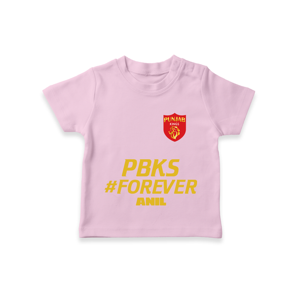 PBKS #Forever - Bring Home The Stadium Vibe With Our Customized IPL Special T-Shirt For Kids With Name - PINK - 0-5 Months Old (Chest 17")