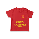 PBKS #Forever - Bring Home The Stadium Vibe With Our Customized IPL Special T-Shirt For Kids With Name - RED - 0-5 Months Old (Chest 17")