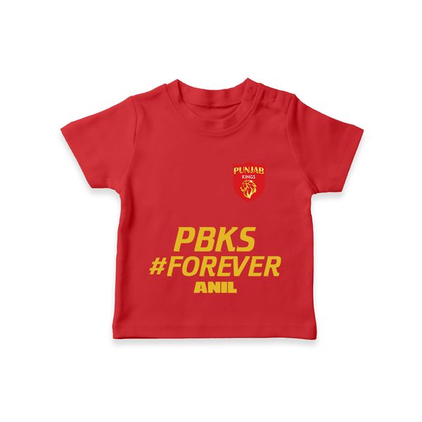 PBKS #Forever - Bring Home The Stadium Vibe With Our Customized IPL Special T-Shirt For Kids With Name - RED - 0-5 Months Old (Chest 17")