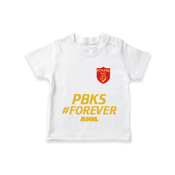 PBKS #Forever - Bring Home The Stadium Vibe With Our Customized IPL Special T-Shirt For Kids With Name - WHITE - 0-5 Months Old (Chest 17")