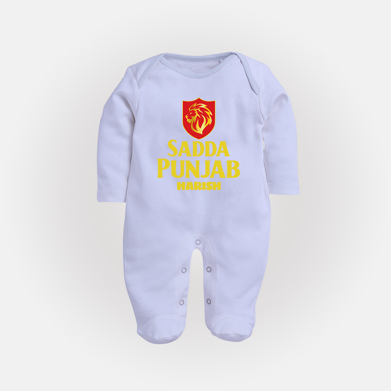 Sadda Punjab - Bring Home The Stadium Vibe With Our Customized IPL Special Sleep Suit For Babies With Name - BABY BLUE - New Born (Chest 7.5")