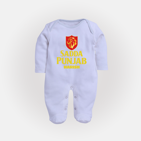 Sadda Punjab - Bring Home The Stadium Vibe With Our Customized IPL Special Sleep Suit For Babies With Name - BABY BLUE - New Born (Chest 7.5")