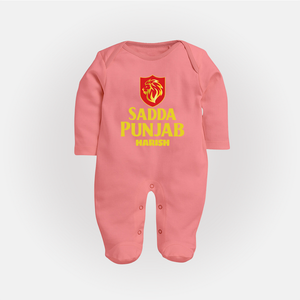Sadda Punjab - Bring Home The Stadium Vibe With Our Customized IPL Special Sleep Suit For Babies With Name - PEACH - New Born (Chest 7.5")