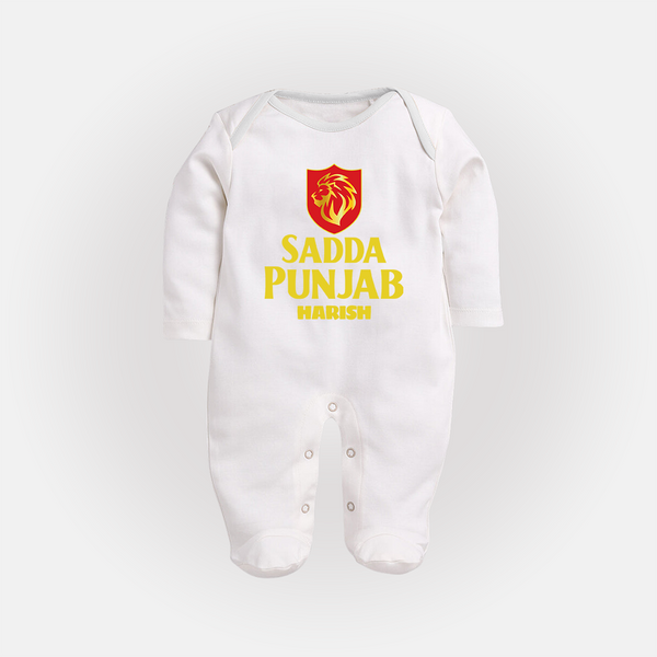 Sadda Punjab - Bring Home The Stadium Vibe With Our Customized IPL Special Sleep Suit For Babies With Name - WHITE - New Born (Chest 7.5")