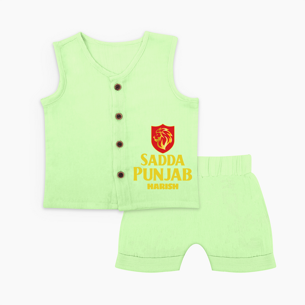 Sadda Punjab - Bring Home The Stadium Vibe With Our Customized IPL Special Jabla Set For Babies With Name - PASTEL GREEN - 0 - 3 Months Old (Chest 9.8")