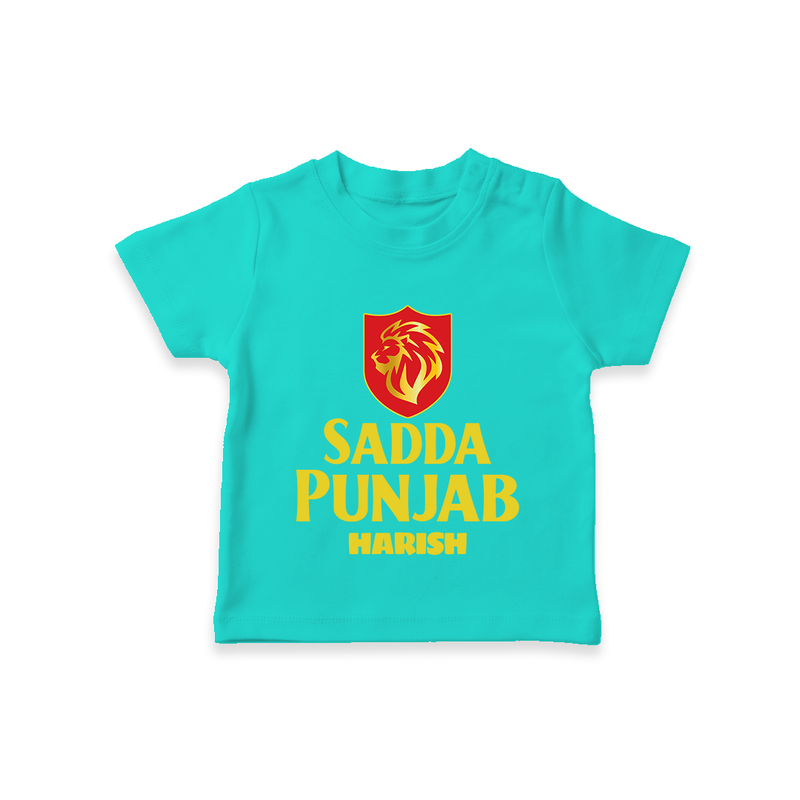 Sadda Punjab - Bring Home The Stadium Vibe With Our Customized IPL Special T-Shirt For Kids With Name - TEAL - 0-5 Months Old (Chest 17")