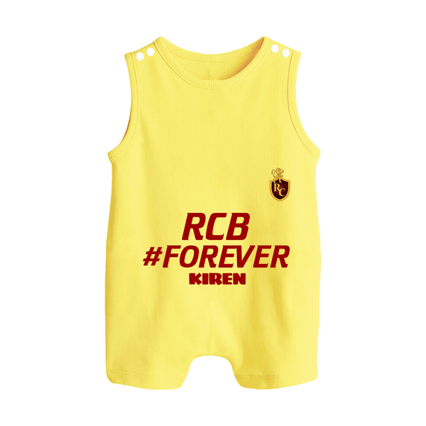 RCB #Forever - Turn Every IPL Moment Into A Style Statement With Our Customized IPL-Themed Romper Suit For Babies With Name - PASTEL YELLOW - 0 - 5 Months Old (Chest 18")