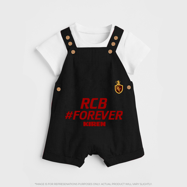 RCB #Forever - Turn Every IPL Moment Into A Style Statement With Our Customized IPL-Themed Dungaree For Kids With Name - BLACK - 0 - 5 Months Old (Chest 18")
