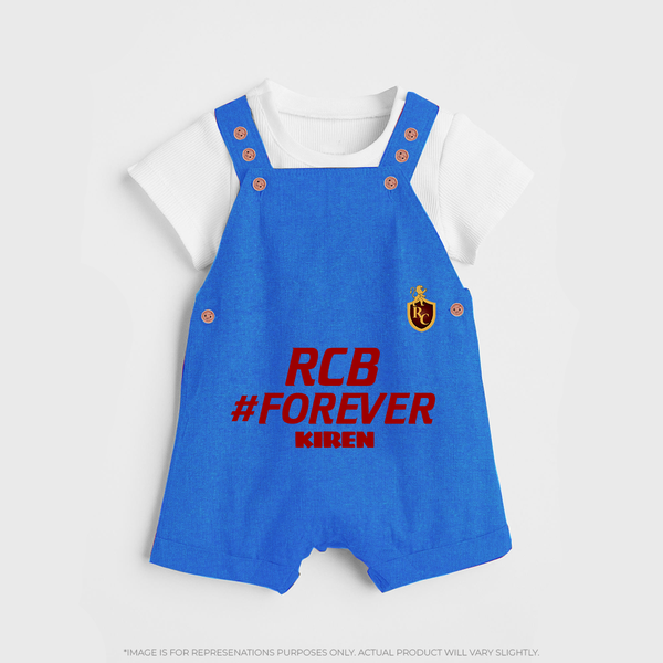 RCB #Forever - Turn Every IPL Moment Into A Style Statement With Our Customized IPL-Themed Dungaree For Kids With Name - COBALT BLUE - 0 - 5 Months Old (Chest 18")