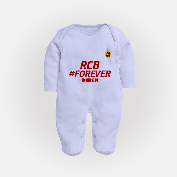 RCB #Forever - Turn Every IPL Moment Into A Style Statement With Our Customized IPL-Themed Sleep Suit For Babies With Name - BABY BLUE - New Born (Chest 7.5")