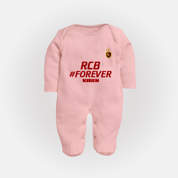 RCB #Forever - Turn Every IPL Moment Into A Style Statement With Our Customized IPL-Themed Sleep Suit For Babies With Name - BABY PINK - New Born (Chest 7.5")