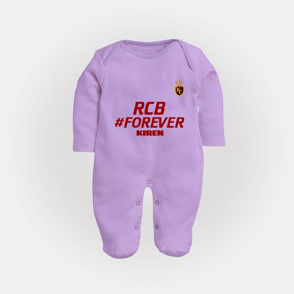 RCB #Forever - Turn Every IPL Moment Into A Style Statement With Our Customized IPL-Themed Sleep Suit For Babies With Name - LILAC - New Born (Chest 7.5")