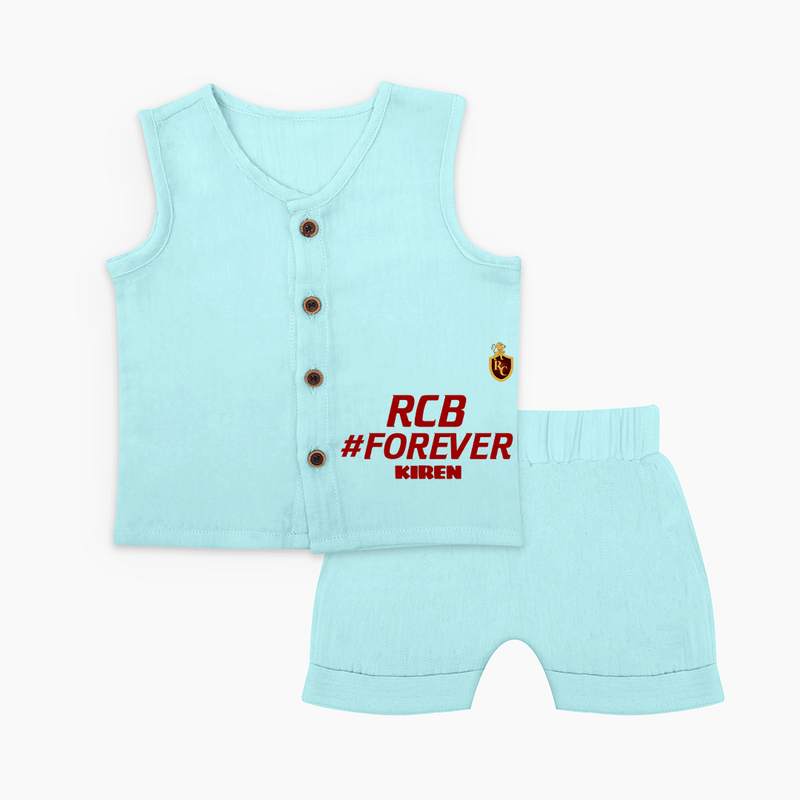RCB #Forever - Turn Every IPL Moment Into A Style Statement With Our Customized IPL-Themed Jabla Set For Babies With Name - BABY BLUE - 0 - 3 Months Old (Chest 9.8")