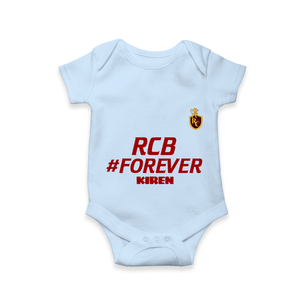 RCB #Forever - Turn Every IPL Moment Into A Style Statement With Our Customized IPL-Themed Romper For Babies With Name - BABY BLUE - 0 - 3 Months Old (Chest 16")