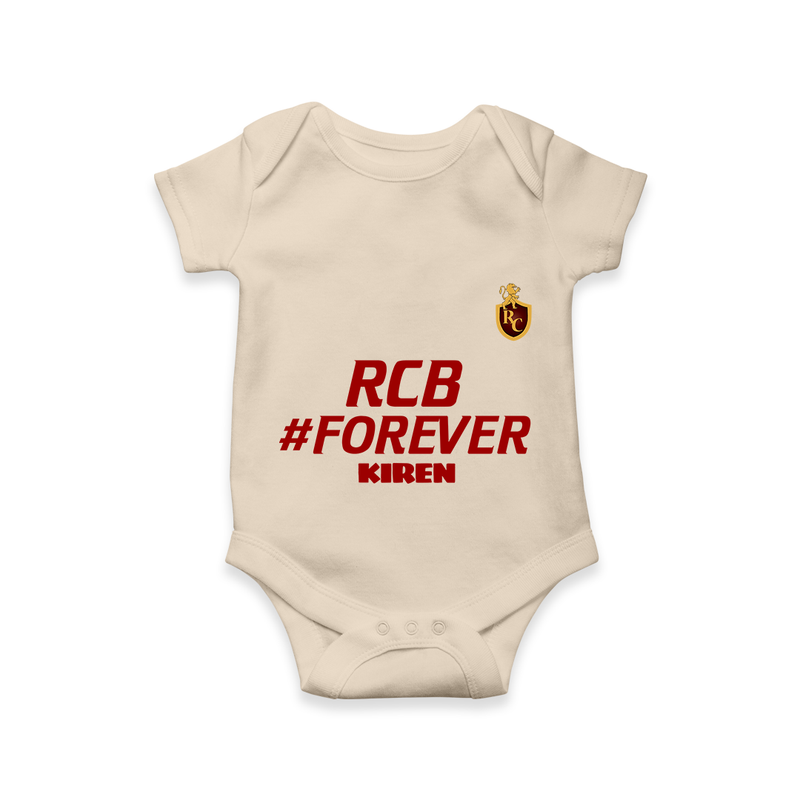 RCB #Forever - Turn Every IPL Moment Into A Style Statement With Our Customized IPL-Themed Romper For Babies With Name - IVORY - 0 - 3 Months Old (Chest 16")